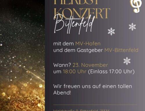 Start der Konzertsaison mit Herbstkonzert in Bittenfeld